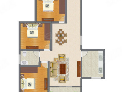 3室1厅 92.53平米