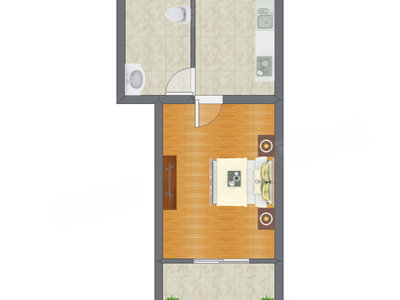 1室0厅 37.23平米