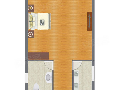 1室1厅 50.14平米户型图