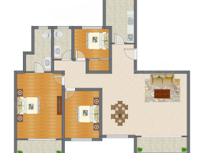 3室2厅 194.13平米户型图