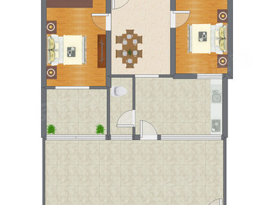 2室1厅 54.16平米