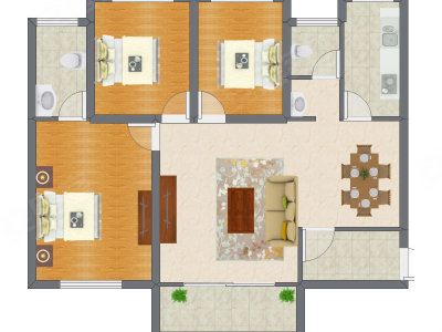 3室2厅 82.11平米