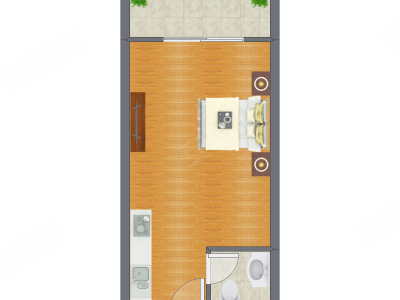 1室0厅 45.42平米户型图