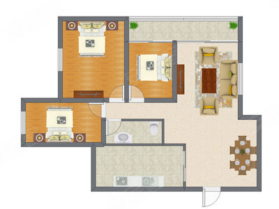 3室2厅 99.72平米