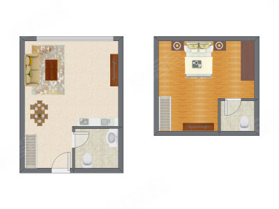 1室1厅 52.03平米户型图