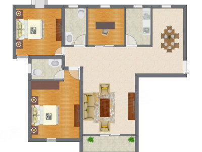 3室2厅 86.37平米