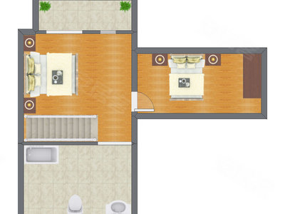 2室1厅 28.45平米
