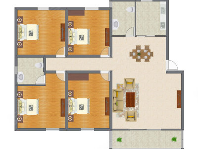 4室2厅 164.00平米户型图