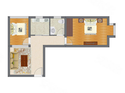 2室1厅 69.86平米户型图