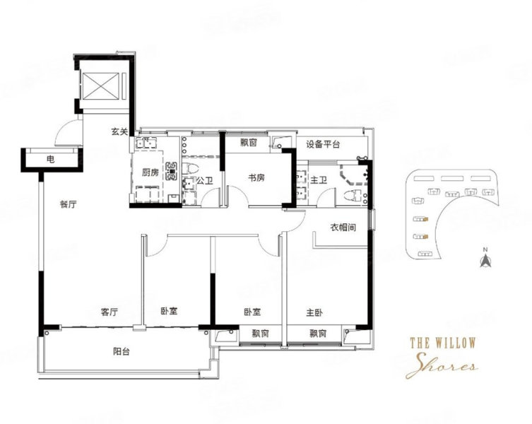 绿城柳岸晓风(新房)4室2厅2卫141㎡南134万