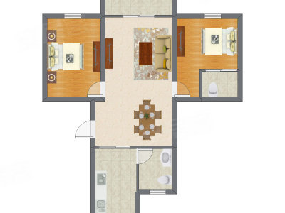 2室2厅 99.99平米户型图