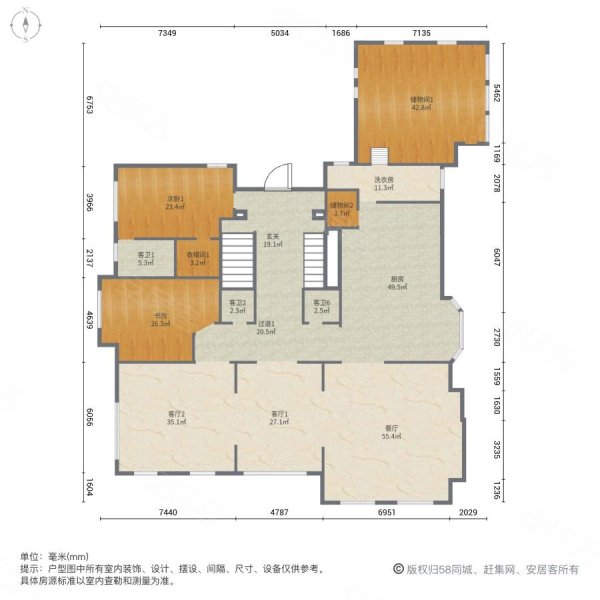 乔爱庄园6室3厅7卫676.74㎡南北3700万