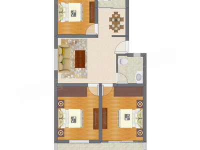 3室2厅 101.30平米户型图