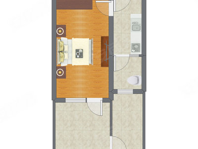 1室0厅 34.32平米户型图