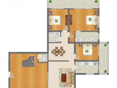 3室2厅 165.70平米户型图