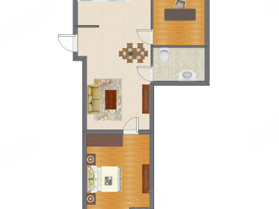 2室2厅 55.57平米
