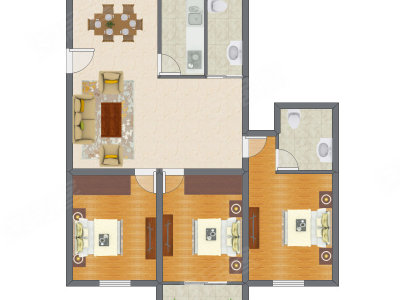 3室2厅 124.89平米