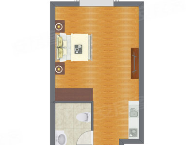 1室1厅 29.92平米户型图