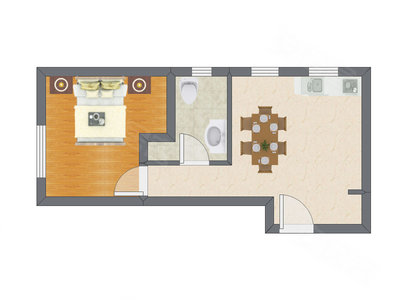 1室0厅 47.77平米户型图