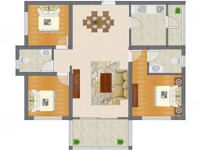 3室2厅 80.24平米