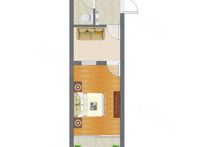 1室1厅 40.69平米户型图