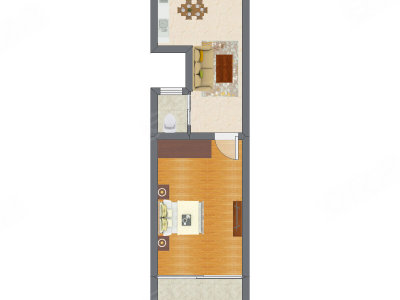 1室1厅 38.60平米户型图