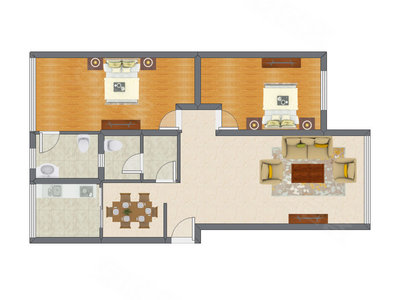 2室2厅 101.75平米户型图