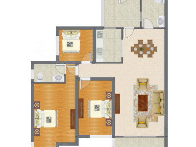 3室2厅 109.54平米