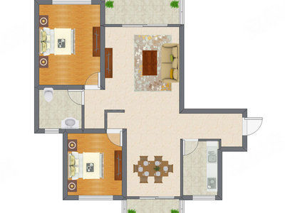 2室2厅 145.00平米户型图