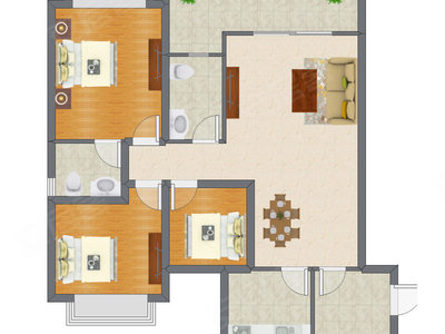 3室2厅 106.65平米