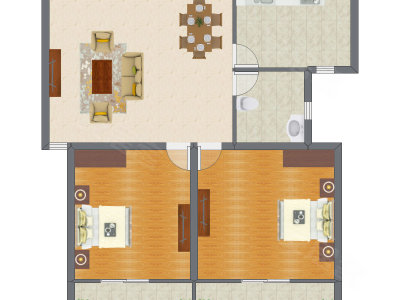 2室1厅 92.16平米