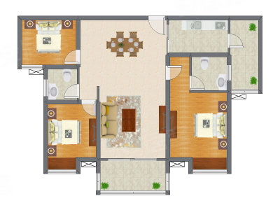 3室2厅 119.29平米户型图