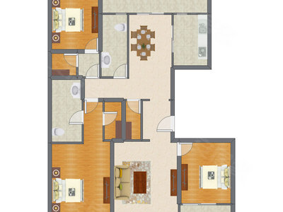 3室2厅 166.47平米户型图