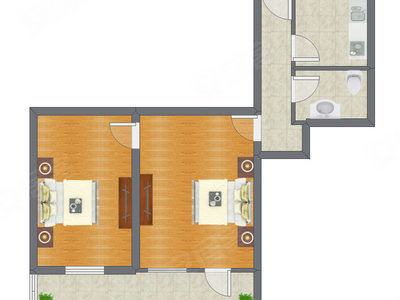2室0厅 69.24平米户型图