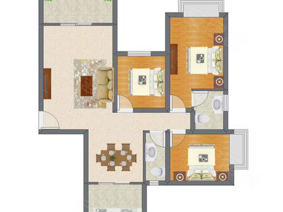 3室2厅 90.95平米