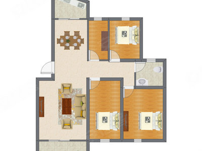 3室2厅 101.80平米户型图