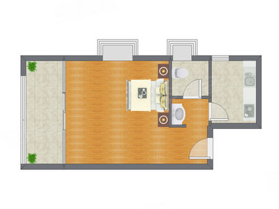 1室0厅 62.72平米户型图