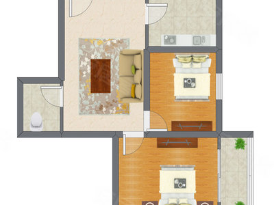 2室1厅 72.16平米户型图