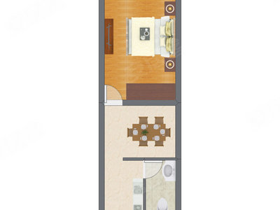1室1厅 49.25平米户型图