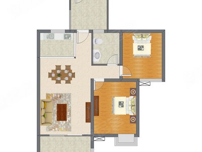 2室2厅 99.80平米