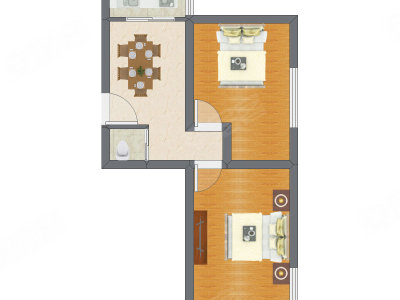 2室1厅 54.34平米户型图
