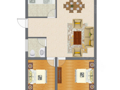 2室2厅 87.00平米户型图