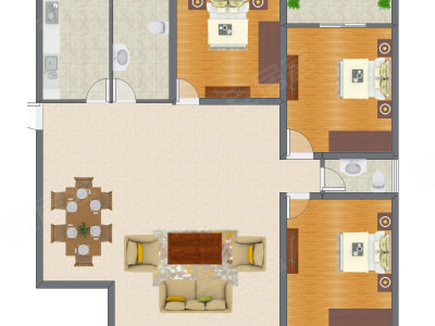 3室2厅 144.93平米户型图