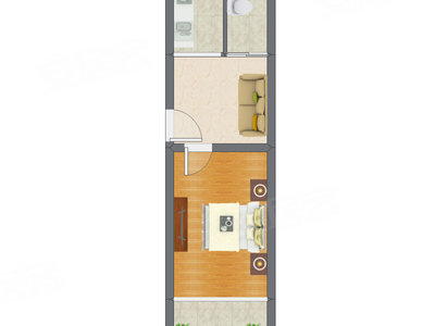 1室1厅 38.50平米户型图