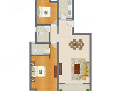 2室2厅 114.60平米户型图