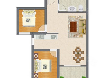 2室2厅 83.00平米