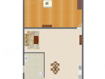 1室2厅 33.95平米