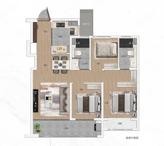 建投晋和府3室2厅102㎡189万二手房图片