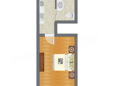 1室0厅 29.62平米户型图