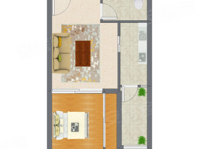 1室1厅 54.19平米户型图
